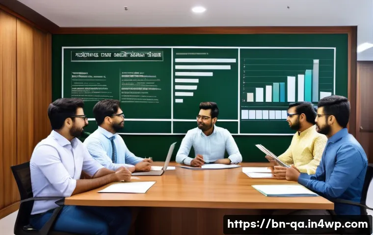 간격 반복 시스템의 성과 관리 시스템 - A modern office environment showcasing a diverse team of Bengali professionals engaged in a collabor...