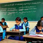 간격 반복 시스템 구축을 위한 성과 평가 기준 - A modern classroom scene with diverse Bengali students actively engaging in spaced repetition learni...