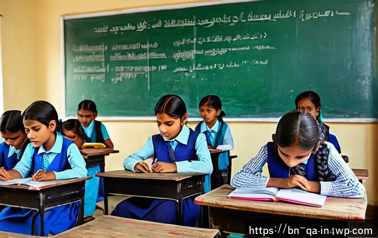 간격 반복 시스템 구축을 위한 성과 평가 기준 - A modern classroom scene with diverse Bengali students actively engaging in spaced repetition learni...